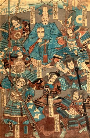 Stampa raffigurante Samurai, Giappone secolo XIX