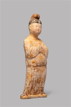 Statua in terracotta policroma raffigurante "Fat Lady", Cina Dinastia Tang 618 - 907 d.c