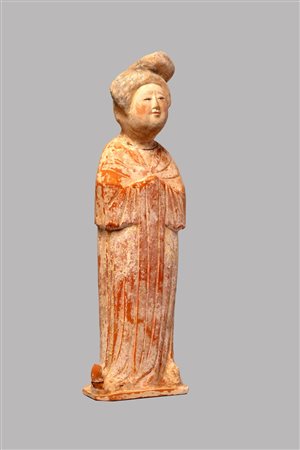 Statua in terracotta policroma raffigurante "Fat Lady", Cina Dinastia Tang 618 - 907 d.c.