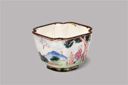 Tazzina in smalto, Cina fine secolo XIX