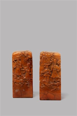 Due sigilli in pietra saponaria, Cina secolo XIX