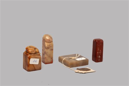 Quattro sigilli in pietra saponaria, Cina secolo XIX