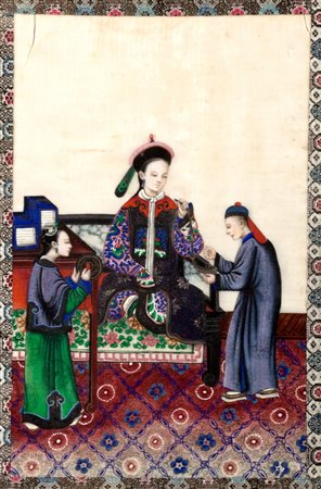Quattro dipinti su carta di riso, Cina - Canton secolo  XIX 