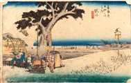 Hiroshige - Quattro stampe dalla serie "53 stazioni di Tokaido" Giappone periodo Meiji