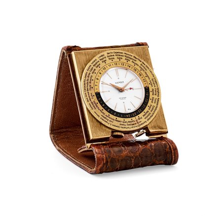 Luxor per Meister orologio da tavolo con svegliarino & ore del mondo, anni ‘70