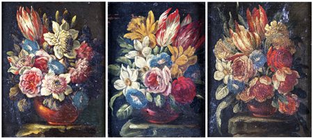 Pittore fine XVII/inizio XVIII secolo, Natura morta di fiori In cornicetre...