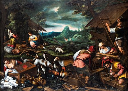 Leandro dal Ponte detto Bassano e bottega, Il sacrificio di Noè La scena fa...