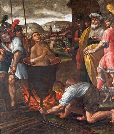 Pittore del XVII secolo, San Giovanni Evangelista olio su tela, cm 106x90