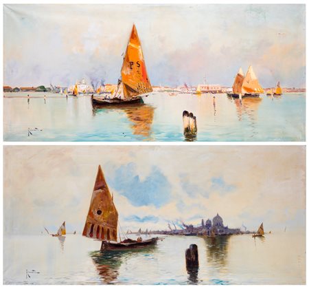 Oscar Ricciardi, Marina con barche Firmato in basso a sinistra:...