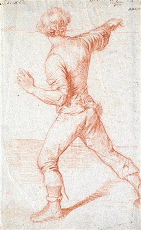 Pittore del XIX secolo, Studio di figura di giovane uomo sanguigna su carta...