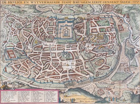 Claes Janszoon Visscher, Pianta dettagliata di Gerusalemme raffigurata...