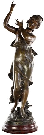 Auguste Moreau Digione 1834-Malesherbes 1917, Nereide - scultura/lampada in...