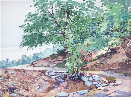 Filiberto Petiti Torino 1845-Roma 1924, Paesaggio con sentiero F2, acquerelli...