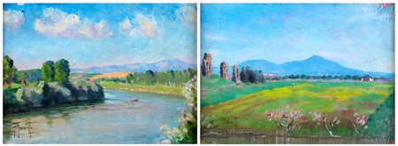 Filippo Anivitti Roma 1876-Roma 1955, a) Valle dell'Aniene b) Campagna romana...