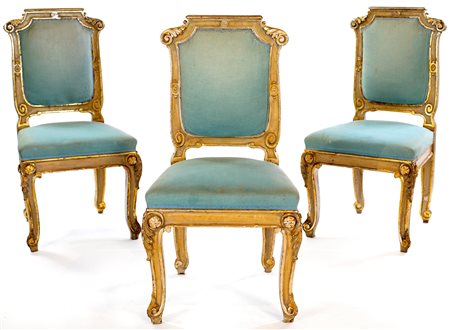 Tre sedie in legno laccato e argentato, fine XIX secolo F2, , 98x50x46