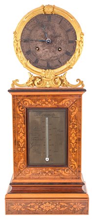 Pendola da tavolo d'epoca Carlo X con termometro F2, , 47,5x19,5x9,5