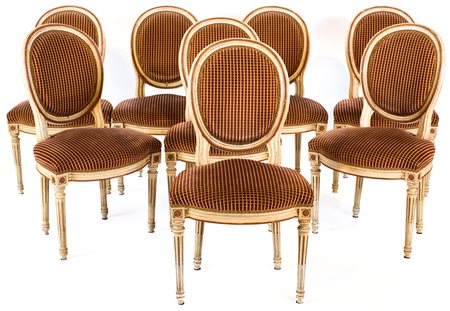 Otto sedie in legno laccato avorio F2, , 93x54x48