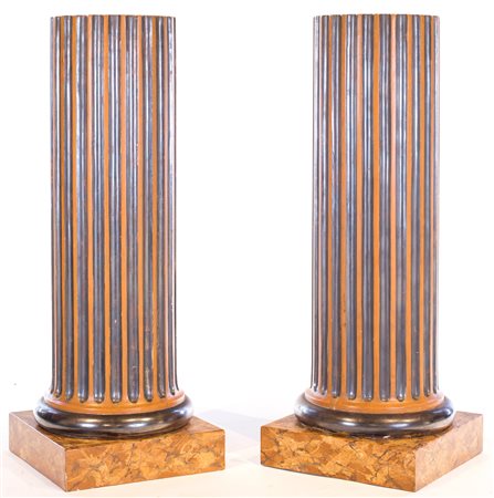 Coppia di piedistalli a colonna in legno laccato F2, , 100x37x37 - diametro...