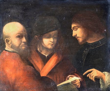 Pittore caravaggesco del XVII secolo , L'esattore F2, olio su tela, 65x77