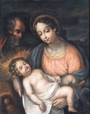 Pittore del XVII secolo , Sacra famiglia F2, olio su tela, 78x62