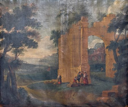 Paesaggio con rovine classiche F2, olio su tela, 110x130