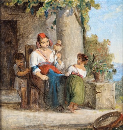 Ernst Meyer 1797-1861, Famiglia romana F2, olio su tela, 34x32