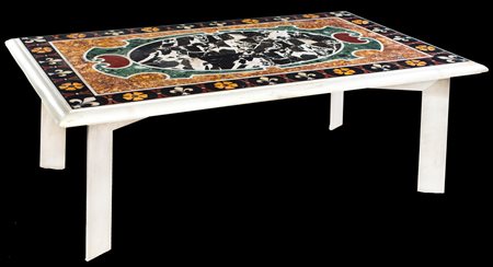 Tavolino da salotto con piano in marmo intarsiato F2, , 46x122x75