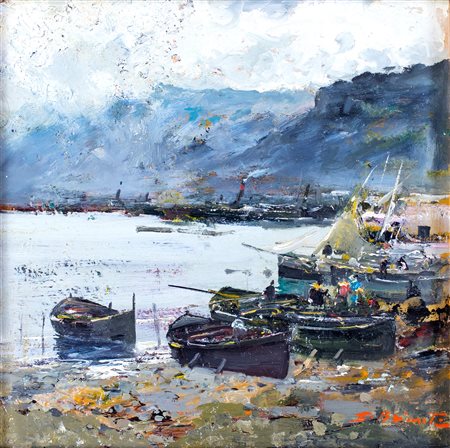 Ezelino Briante Napoli 1901-Roma 1971, Il porto di Pozzuoli F2, olio su...