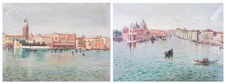 Alberto Prosdocimi Venezia 1852-Venezia 1925, Vedute di Venezia F2, coppia di...