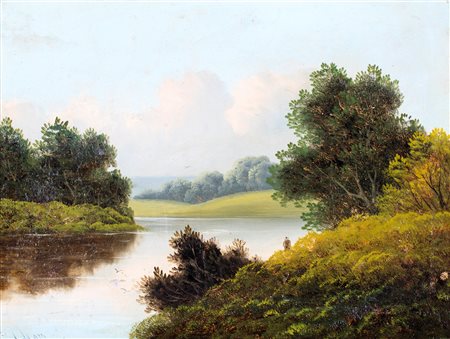 August Horn 1892, Paesaggio fluviale F2, olio su tela, 38x51
