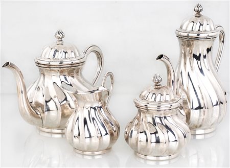 Servizio da tè e caffè in argento, argentiere Greggio, Padova, Anni