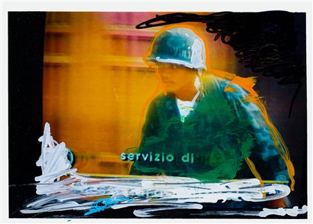 MARIO SCHIFANO (1934-1998) - Con l'elmetto in testa, 1990/1997