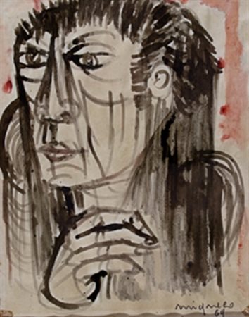 MIGNECO GIUSEPPE (Messina 1908 - Milano 1997) "Figura" 1969 China su carta...