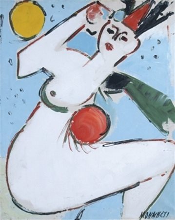 MONACHESI SANTE (Macerata 1910 - Roma 1991) "Giocoliere" Olio su tela cm. H:...