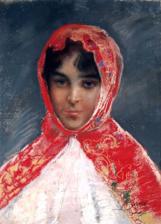 BIANCHI MOSE' (Monza 1840 - Monza 1904) "Figura" Tecnica mista e pastello su...