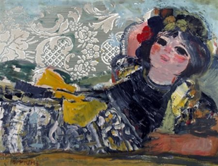 FIUME SALVATORE (Comiso 1915 - Canzo 1997) "Somala" Olio su tavola cm. H:...