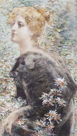 Luigi Conconi "Ritratto femminile" 
tecnica mista (cm 52x31,5)
Firmato e locato