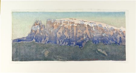 Carl Moser "Rosengarten" 
xilografia a colori su carta japon (cm 30x68)
Firmata