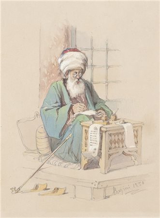 Amedeo Preziosi "Lo scrivano" 1850
acquerello su carta (cm 27x19)
Firmato e data