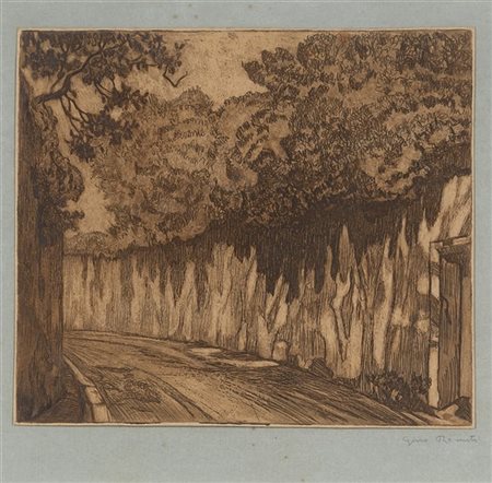 Gino Romiti Lotto composto da due tecniche miste raffiguranti "Paesaggi innevati