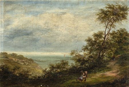 Gaetano Fasanotti "Corsa verso casa" 
olio su tela (cm 22,5x31)
Firmato in basso