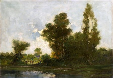 Cesare Gheduzzi "Campagna piemontese" 
olio su tela (cm 71x100,5)
Firmato in bas