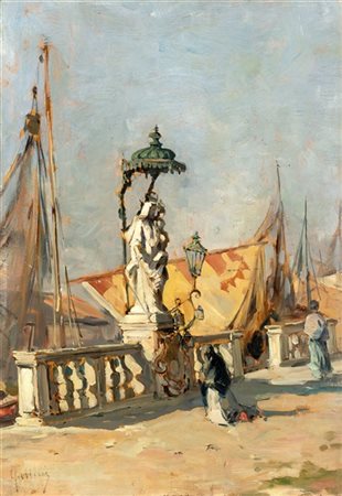 Carlo Follini "Chioggia" 
olio su compensato (cm 34x23,5)
Firmato in basso a sin