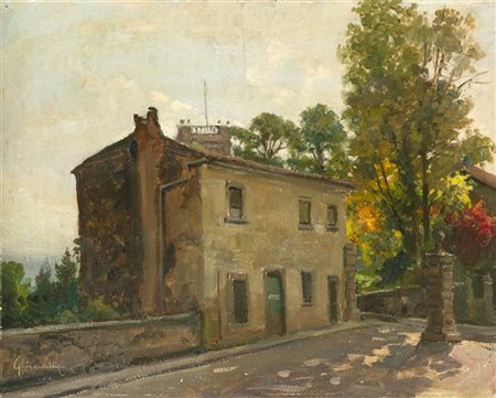 Vincenzo Ghirardelli "Casa di campagna" 
olio su compensato (cm 34x44)
Firmato i
