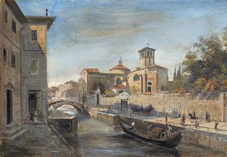 Ignoto del XIX Secolo

"Naviglio di San Marco, Via Fatebenefratelli" 
tempera s