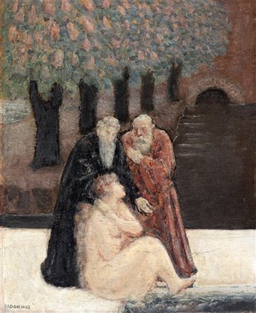Guido Cadorin "Susanna e i vecchioni" '43
olio su compensato (cm 48x38,5)
Firmat