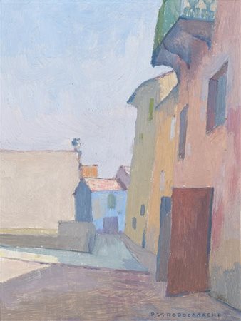 Paolo Rodocanachi "Strada ligure. Paese" 
olio su compensato (cm 24x18)
Firmato