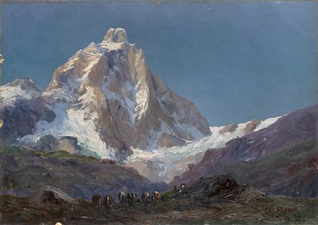 Leonardo Roda "Il Cervino" 14.9.921
olio su cartone (cm 33x48)
Firmato e datato