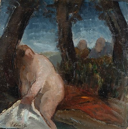 Eso Peluzzi "Susanna e i vecchioni" 1937
olio su tela (cm 18x18)
Firmato in bass
