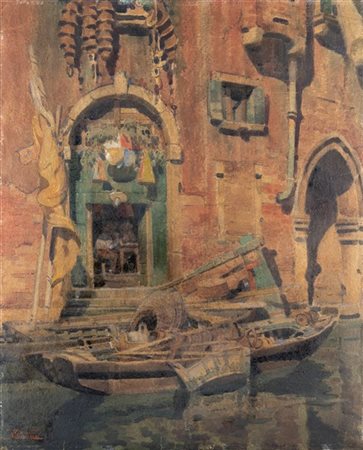 Vittore Zanetti Zilla "Canale veneziano" 
acquerello su cartone (cm 70x50)
Firma